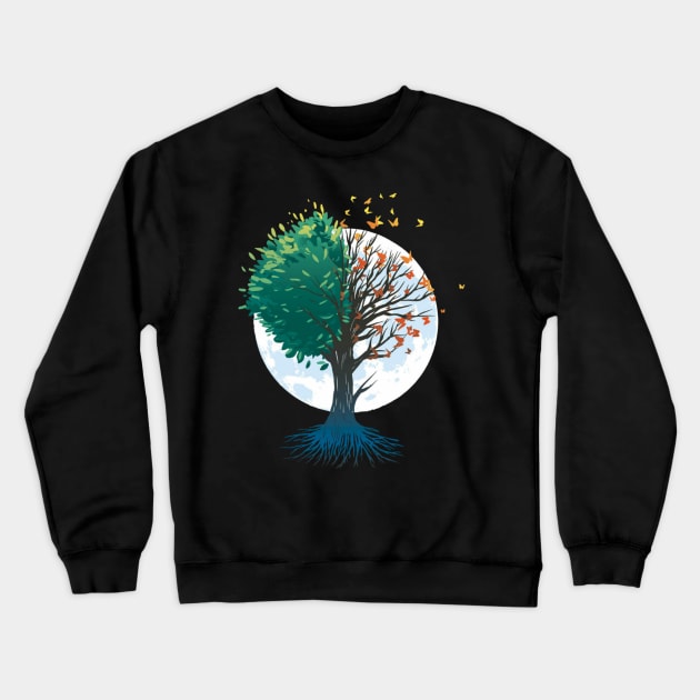 Tree of Butterflies Autumn Crewneck Sweatshirt by mehdime